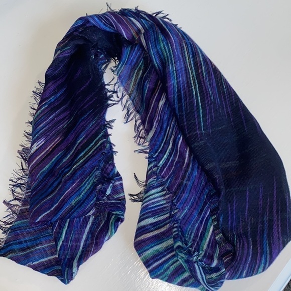 Multicolor Colorful Blue Black Stripe Bohemian Infinity Scarf - Picture 14 of 14